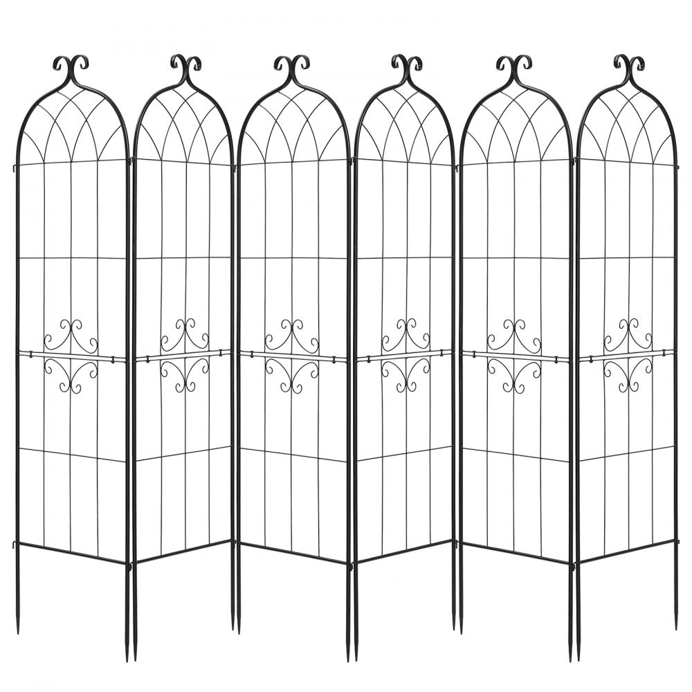 VEVOR Garden Trellis, 71 x 20 inch Rose Trellis, 6 Packs Garden Flower Rose Trellises with Powder-Coated Finish & Convenient Locking Design, Plant Support Trellises for Flowers, Vegetables, Roses