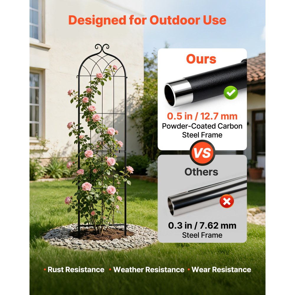 VEVOR Garden Trellis, 87 x 20 inch Rose Trellis, 4 Packs Garden Flower Rose Trellises with Powder-Coated Finish & Convenient Locking Design, Plant Support Trellises for Flowers, Vegetables, Roses