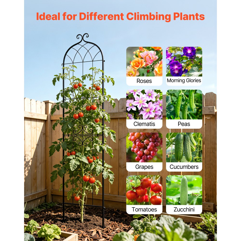 VEVOR Garden Trellis, 87 x 20 inch Rose Trellis, 6 Packs Garden Flower Rose Trellises with Powder-Coated Finish & Convenient Locking Design, Plant Support Trellises for Flowers, Vegetables, Roses