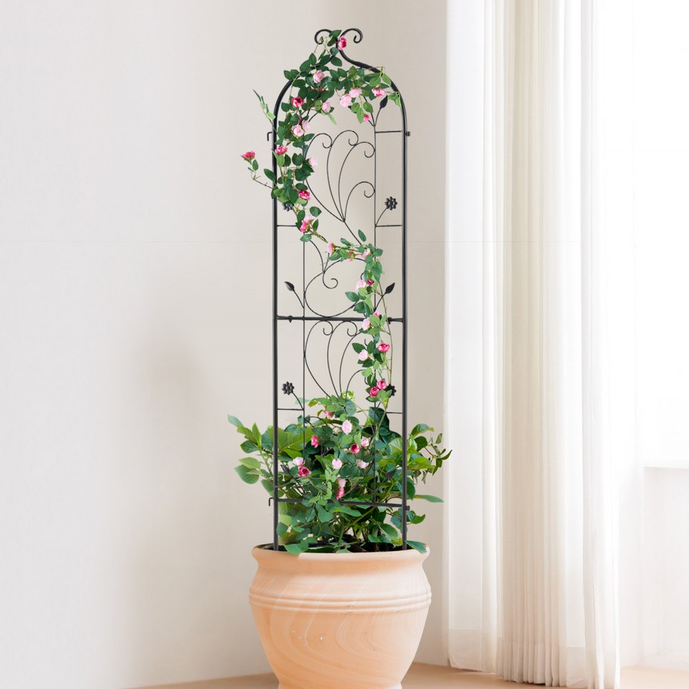 VEVOR Garden Trellis for Climbing Plants, 60 x 15 in, Rustproof Metal Garden Flower Trellis, Outdoor Climbing Rose Trellis Cucumbers Support, Decorative Tall Clematis Trellis for Courtyards Lawns