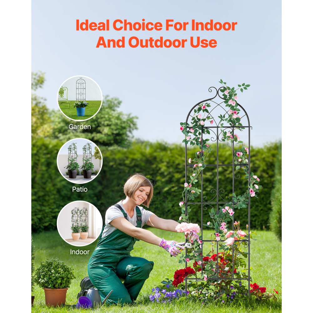VEVOR Garden Trellis for Climbing Plants, 71 x 20 in, 2 Packs Rustproof Metal Garden Flower Trellis, Outdoor Climbing Rose Trellis Cucumbers Support, Decorative Clematis Trellis for Courtyards Lawns