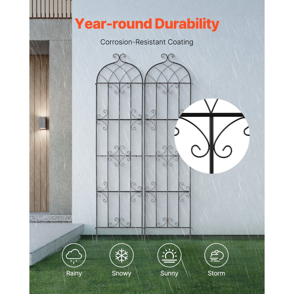 VEVOR Garden Trellis for Climbing Plants, 87 x 20 in, 2 Packs Rustproof Metal Garden Flower Trellis, Outdoor Climbing Rose Trellis Cucumbers Support, Decorative Clematis Trellis for Courtyards Lawns