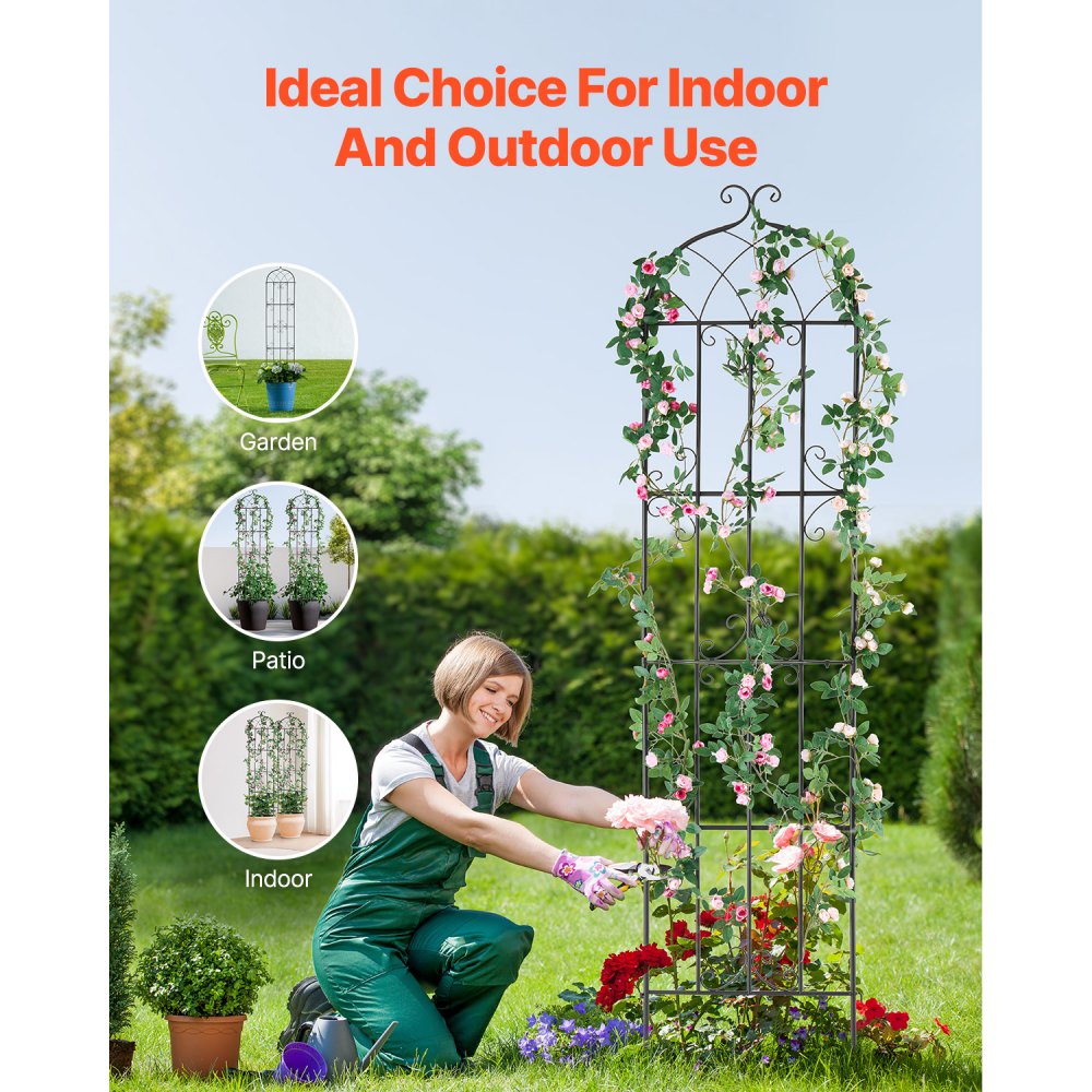 VEVOR Garden Trellis for Climbing Plants, 87 x 20 in, 2 Packs Rustproof Metal Garden Flower Trellis, Outdoor Climbing Rose Trellis Cucumbers Support, Decorative Clematis Trellis for Courtyards Lawns