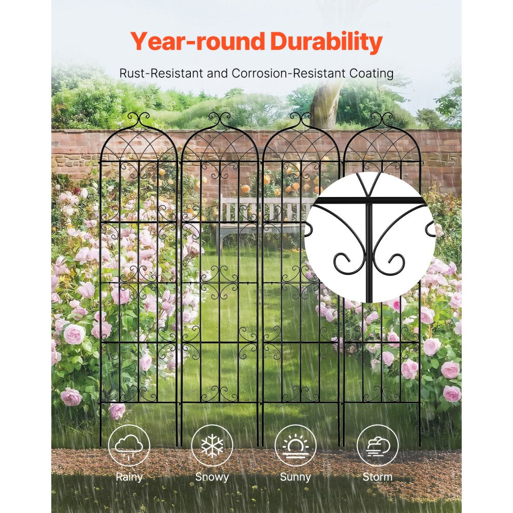 VEVOR Garden Trellis for Climbing Plants, 87 x 20 in, 4 Packs Rustproof Metal Garden Flower Trellis, Outdoor Climbing Rose Trellis Cucumbers Support, Decorative Clematis Trellis for Courtyards Lawns