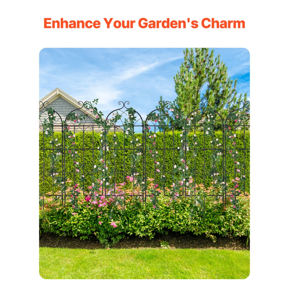 VEVOR Garden Trellis for Climbing Plants, 71 x 20 in, 6 Packs Rustproof Metal Garden Flower Trellis, Outdoor Climbing Rose Trellis Cucumbers Support, Decorative Clematis Trellis for Courtyards Lawns