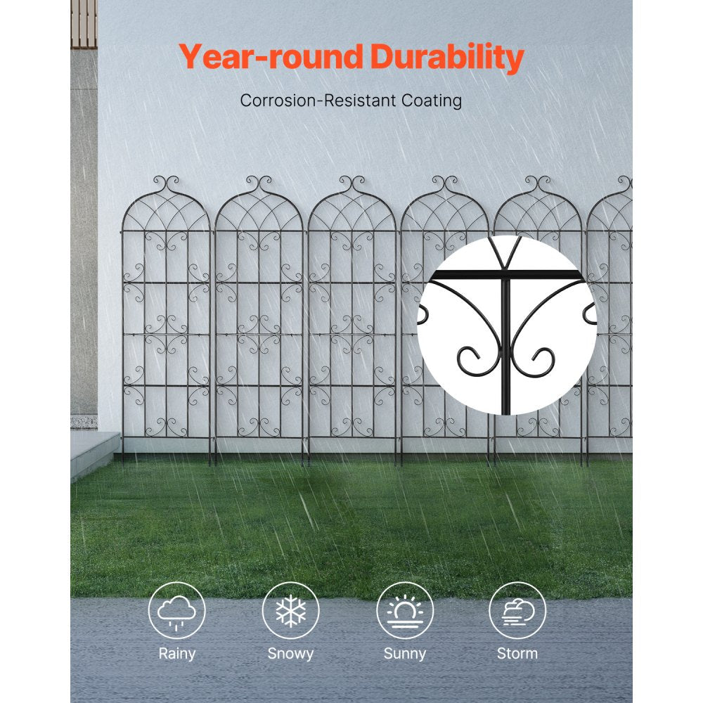 VEVOR Garden Trellis for Climbing Plants, 71 x 20 in, 6 Packs Rustproof Metal Garden Flower Trellis, Outdoor Climbing Rose Trellis Cucumbers Support, Decorative Clematis Trellis for Courtyards Lawns