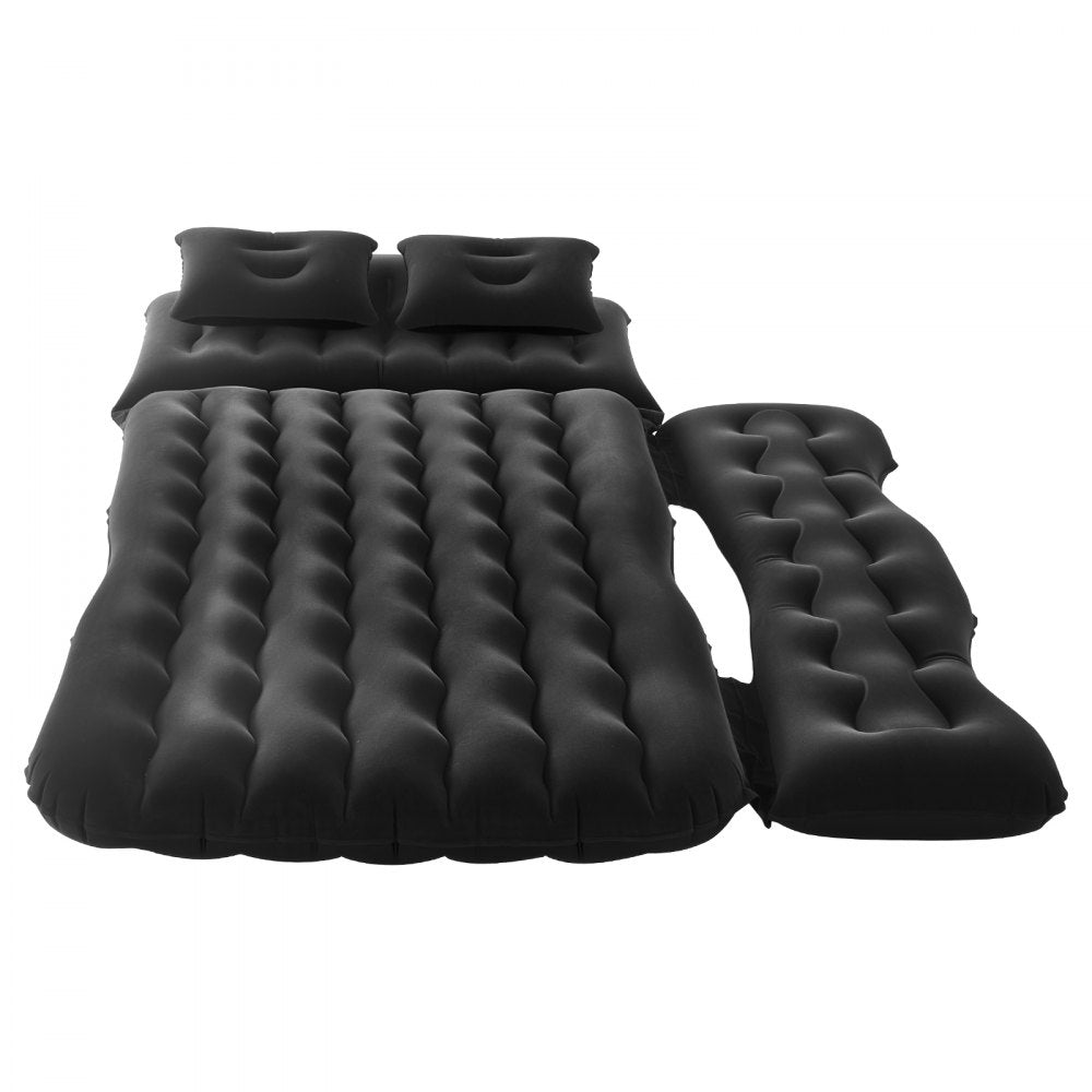 VEVOR Car Air Mattress, Inflatable Back Seat Car Camping Mattress, Flocking Travel Beds, Durable Portable Sleeping Pad with Air Pump, 2 Pillows, Nozzle, Carry Bag, Fits Most SUV MPV Sedan, Black