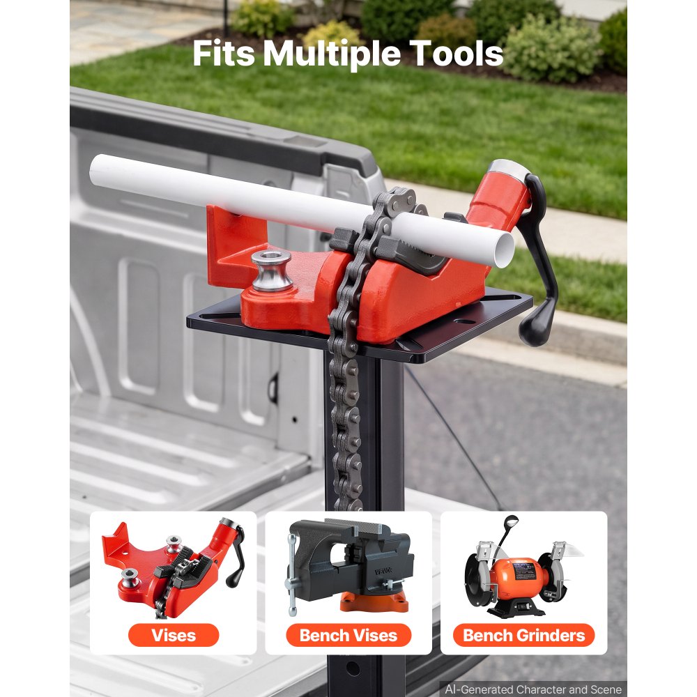 VEVOR Hitch Mount Vise Plate, Hitch Vise Holder Universal for 2" Receiver，8-Level Adjustable Height, Heavy-Duty Steel, Compatible with Pipe Vises and Bench Grinders for Vehicle Repairs, Metalworking
