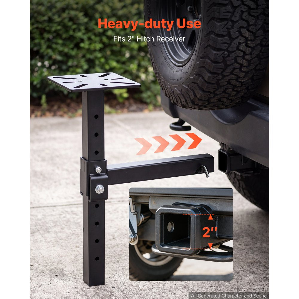 VEVOR Hitch Mount Vise Plate, Hitch Vise Holder Universal for 2" Receiver，8-Level Adjustable Height, Heavy-Duty Steel, Compatible with Pipe Vises and Bench Grinders for Vehicle Repairs, Metalworking
