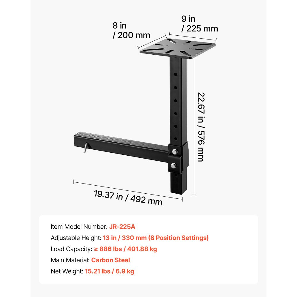 VEVOR Hitch Mount Vise Plate, Hitch Vise Holder Universal for 2" Receiver，8-Level Adjustable Height, Heavy-Duty Steel, Compatible with Pipe Vises and Bench Grinders for Vehicle Repairs, Metalworking