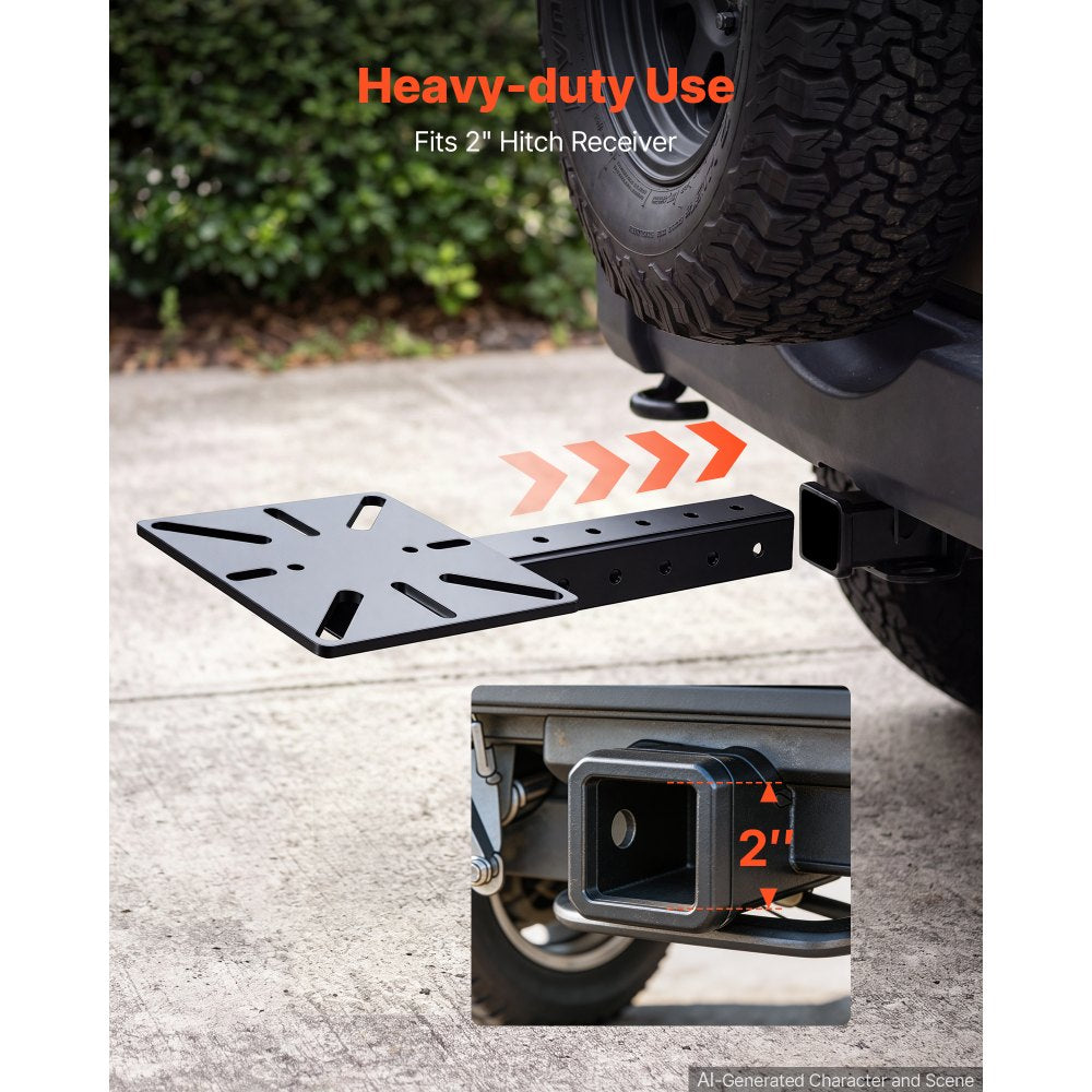 VEVOR Vise Plate Holder, 3-in-1 Table/Wall/Hitch Mounted for 2" Receivers, 4-Level Adjustable Length, Heavy-Duty Steel, Compatible with Pipe Vises & Bench Grinders for Vehicle Repairs, Metalworking