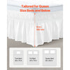 VEVOR Wrap Around Bed Skirt, 15 in Drop, White Dust Ruffle Queen Size, Three Sides Adjustable Bedskirt with Easy Fit Elastic Strap, Wrinkle-Free & Fade-Resistant, Machine Washable, for Queen Size Bed