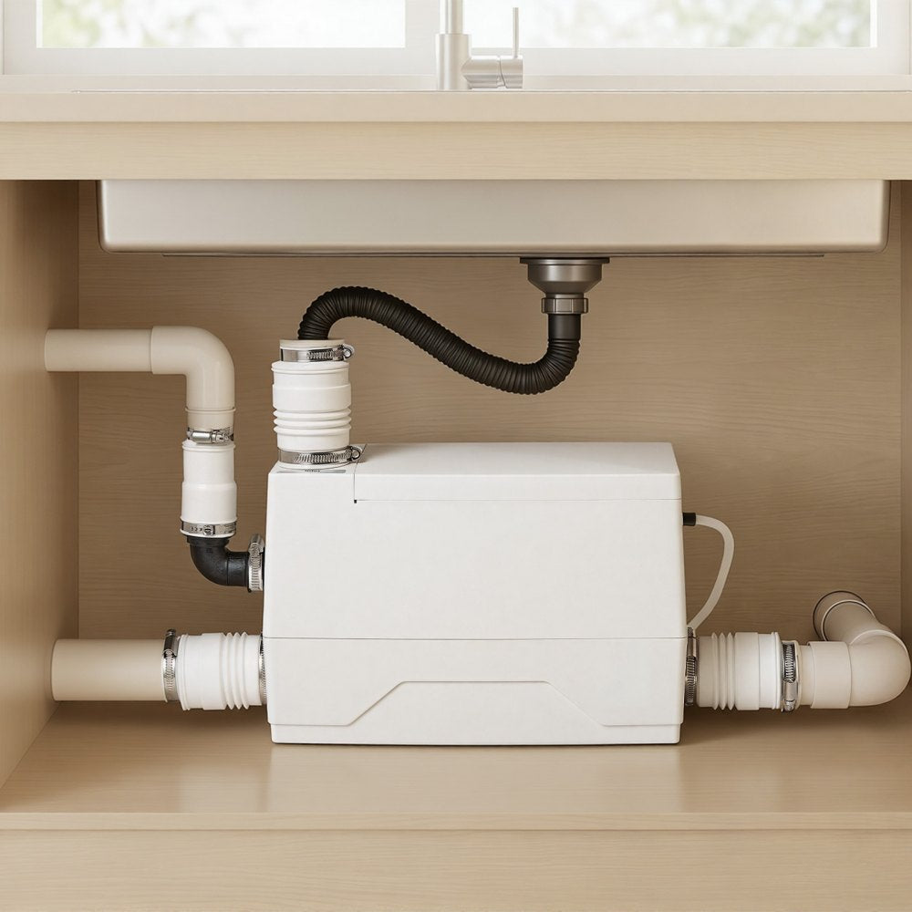 VEVOR Utility Sink Pump 350W 7200L/h Flow 26.2 ft / 8 m Head Drain Pump, Waste Water Disposal Machine with 3 Inlets, Portable & Powerful Performance, for Basement, Kitchen, Sink, Shower, Gray Water