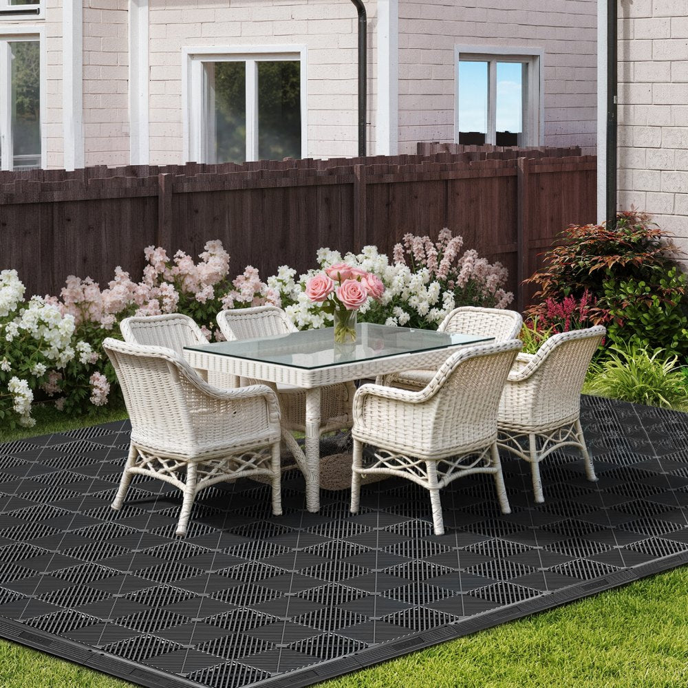 VEVOR Transition Edge Kit, 11-Piece, Durable Straight Garage Floor Edging, PP Material, Easy Installation, Edge Protection for Wet Area Restaurant Pool, Only Compatible with VEVOR Drainage Mats, Black
