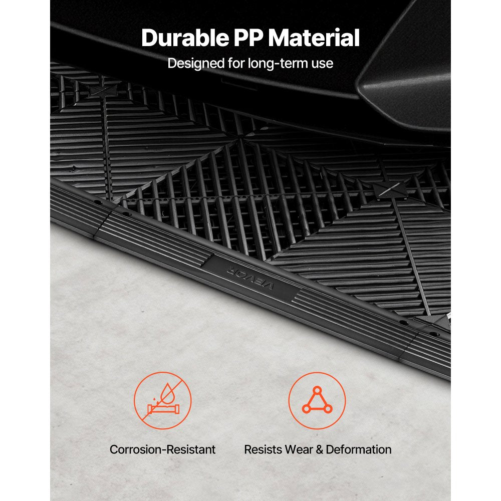 VEVOR Transition Edge Kit, 11-Piece, Durable PP Interlocking Modular Garage Floor Edging, Easy Installation, Edge Protection for Wet Area Restaurant, Only Compatible with VEVOR Drainage Mats, Black