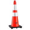 VEVOR Traffic Safety Cones 6 Pack 28 Inch Flexible PVC Orange Traffic Cones, For Accident or Construction Warning, with Weighted Black Base, Reflective Collar Visible at Night, Heavy Duty, Easy Storage