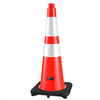 VEVOR Traffic Safety Cones 4 Pack 28 Inch Flexible PVC Orange Traffic Cones, For Accident or Construction Warning, with Weighted Black Base, Reflective Collar Visible at Night, Heavy Duty, Easy Storage