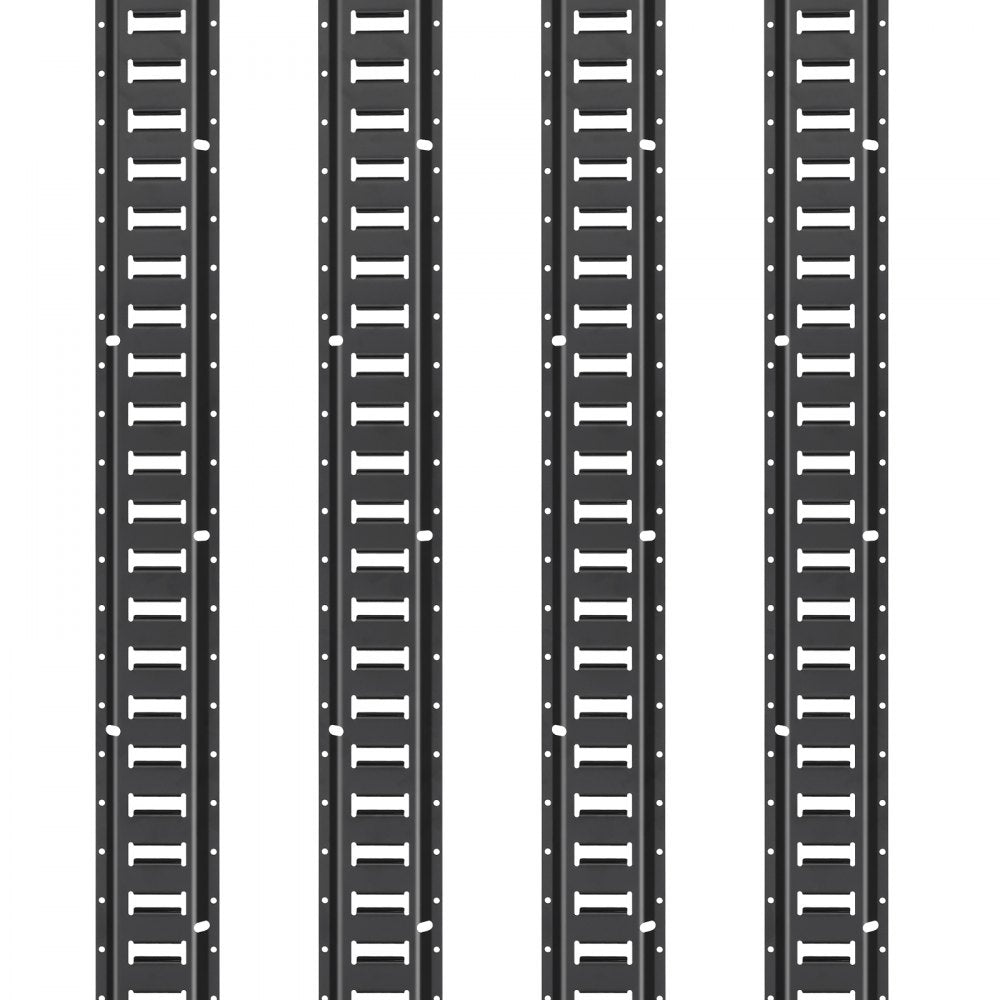 VEVOR E Track Tie-Down Rail Kit, 18PCS 5' E-Tracks Set Includes 4 Steel Rails & 8 O-Ring Anchors & 4 Tie-Offs with D-Ring & 2 Ratchet Straps, Securing Accessories for Cargo Motorcycles Bikes, 2000 lbs