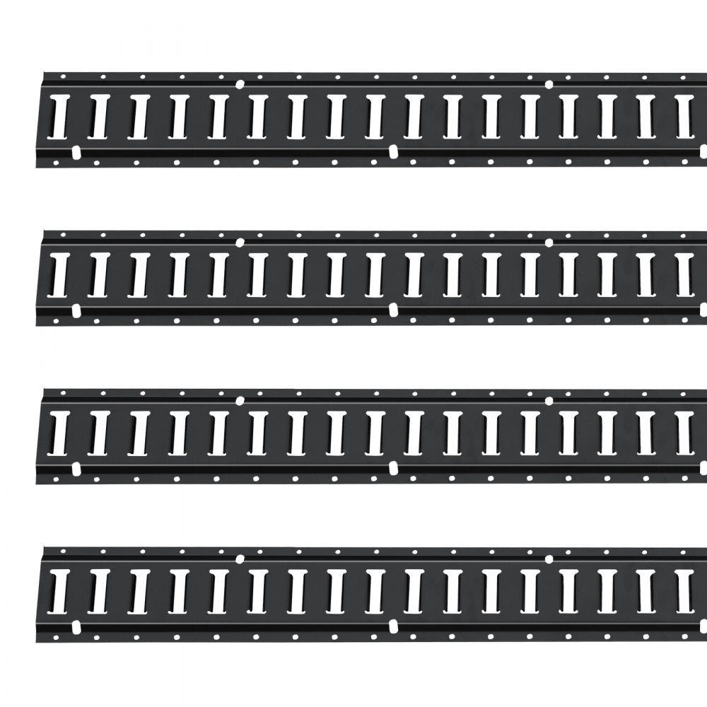 VEVOR E Track Tie-Down Rail Kit, 18PCS 5' E-Tracks Set Includes 4 Steel Rails & 8 O-Ring Anchors & 4 Tie-Offs with D-Ring & 2 Ratchet Straps, Securing Accessories for Cargo Motorcycles Bikes, 2000 lbs