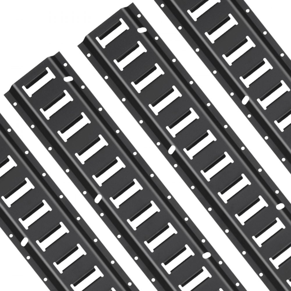 VEVOR E Track Tie-Down Rail Kit, 18PCS 5' E-Tracks Set Includes 4 Steel Rails & 8 O-Ring Anchors & 4 Tie-Offs with D-Ring & 2 Ratchet Straps, Securing Accessories for Cargo Motorcycles Bikes, 2000 lbs