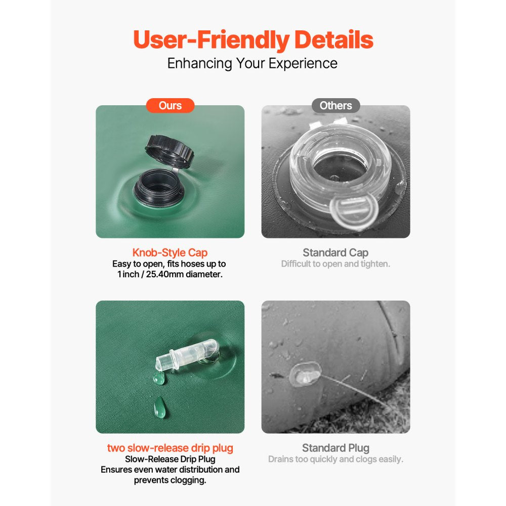VEVOR Tree Watering Rings, 4 Pcs 20 Gallons Tree Watering Bags, 6-9 Hours Slow Release, Refillable Planting Water Bags, Water Saving, Heavy Duty Watering System for Shrub Tree Root Drip Irrigation