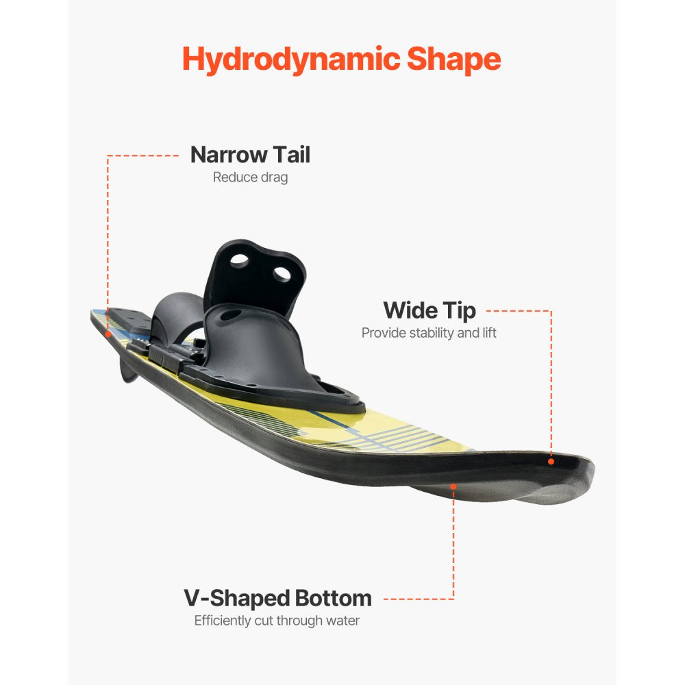 VEVOR 59" Water Skis, Adult Water Ski with X-7 Adjustable Horseshoe Bindings & Padded Rear Toe Plate, High-gloss UV Coating Waterskis  Combo for Adults Up to 300 lbs