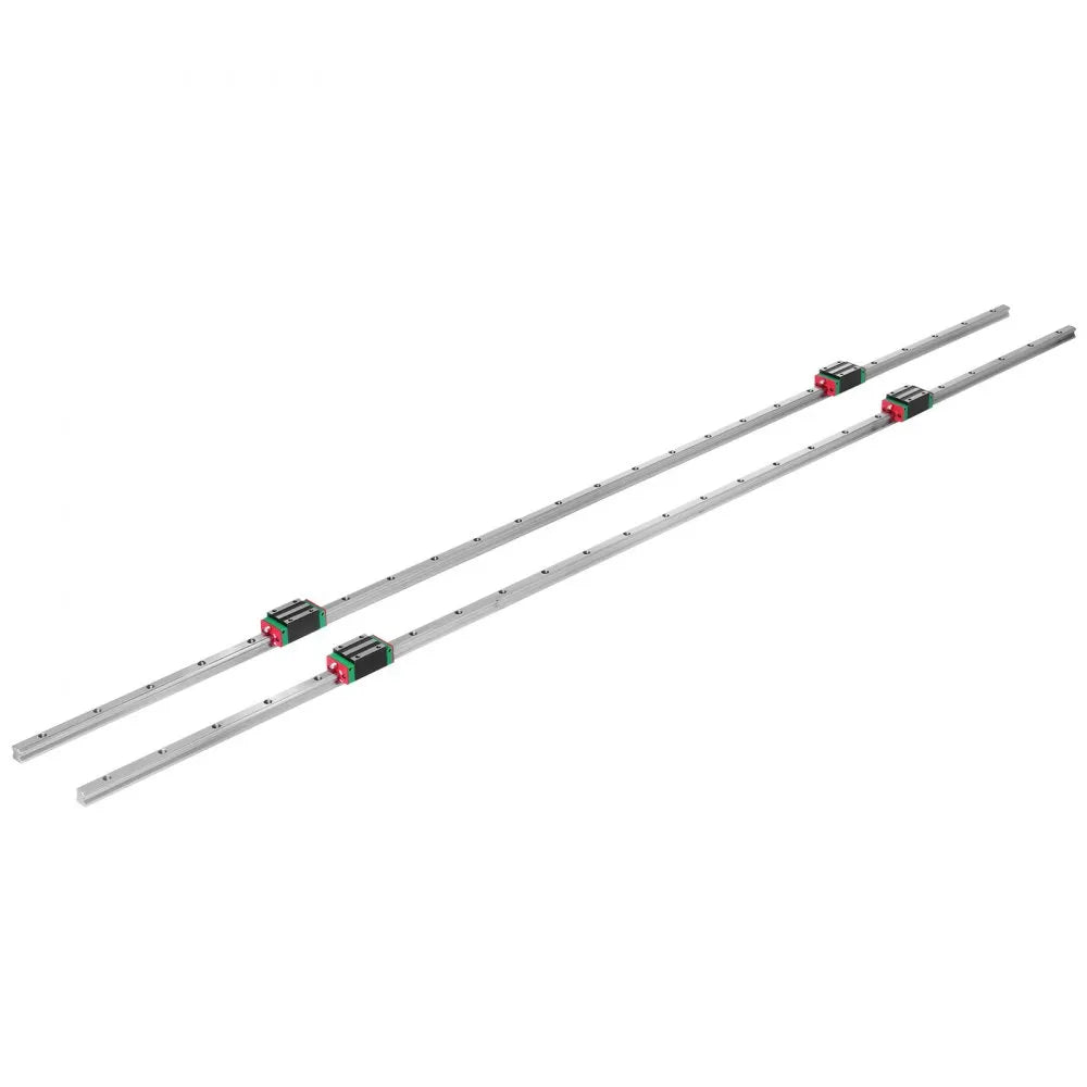 VEVOR Linear Rail HSR15-1500mm? 2pcs Linear Guideway Rail?4X Square Type Carriage Bearing Blocks?Linear Rail Support for 15mm Slotted Bearings