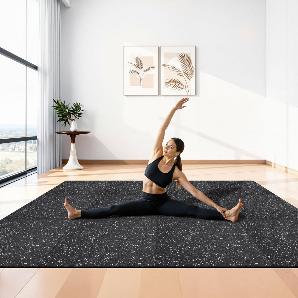VEVOR Puzzle Exercise Mat, 12 PCS Fitness Equipment Mats, 24 x 24 x 0.4 in, High-Density EVA Foam Mats Set, Interlocking Rubber Soft Tiles, Protective Floor Padding with White Dots for Home Gym Office
