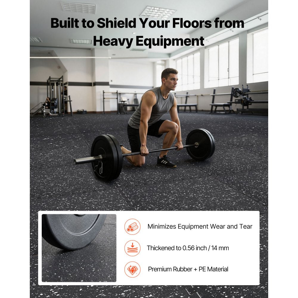 VEVOR Puzzle Exercise Mat, 12 PCS Fitness Equipment Mats, 24 x 24 x 0.56 in, High-Density EVA Foam Mat Set, Interlocking Rubber Soft Tiles, Protective Floor Padding with White Dots for Home Gym Office