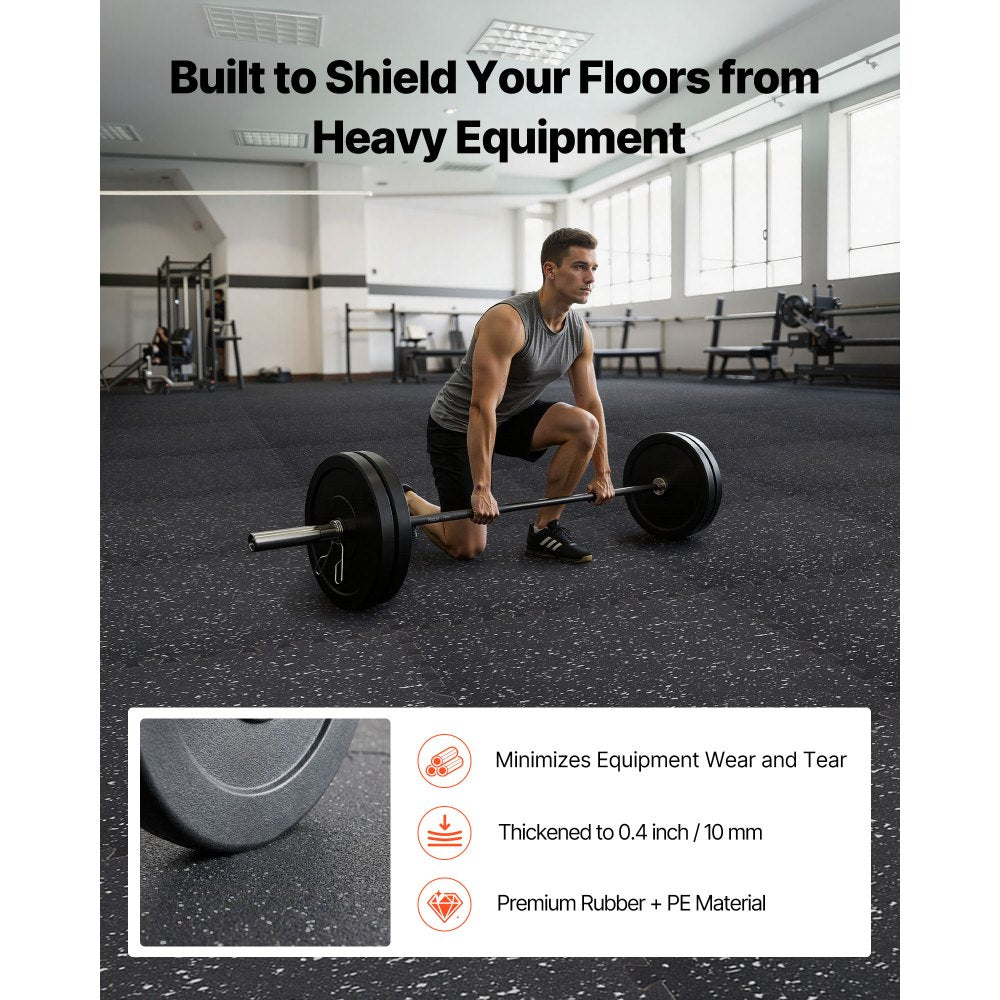 VEVOR Puzzle Exercise Mat, 12 PCS Fitness Equipment Mats, 24 x 24 x 0.4 in, High-Density EVA Foam Mats Set, Interlocking Rubber Soft Tiles, Protective Floor Padding with Gray Dots for Home Gym Office