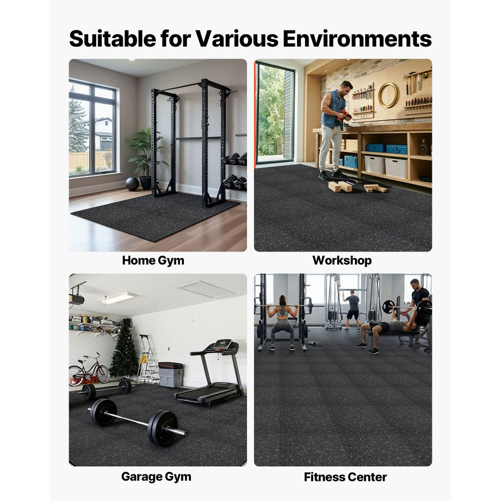 VEVOR Puzzle Exercise Mat, 12 PCS Fitness Equipment Mats, 24 x 24 x 0.4 in, High-Density EVA Foam Mats Set, Interlocking Rubber Soft Tiles, Protective Floor Padding with Gray Dots for Home Gym Office