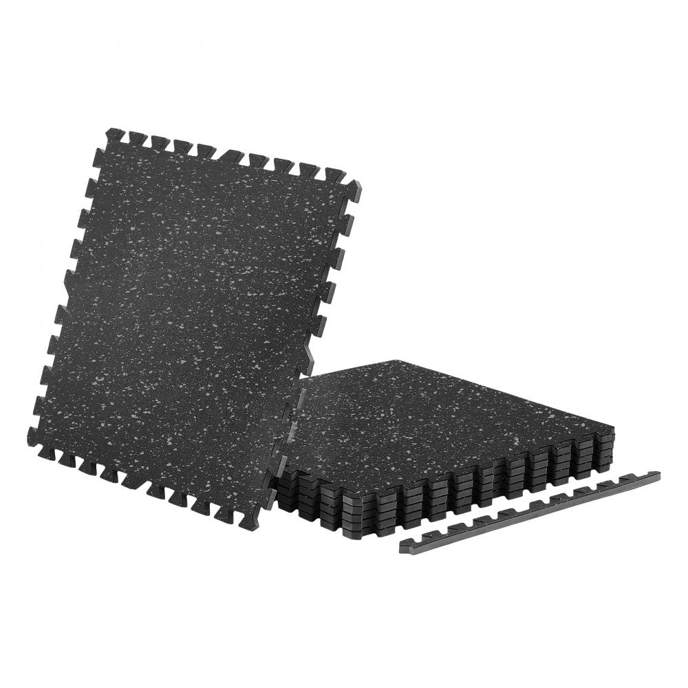 VEVOR Puzzle Exercise Mat, 6 PCS Fitness Equipment Mats, 24 x 24 x 0.56 in, High-Density EVA Foam Mats Set, Interlocking Rubber Soft Tiles, Protective Floor Padding with Gray Dots for Home Gym Office
