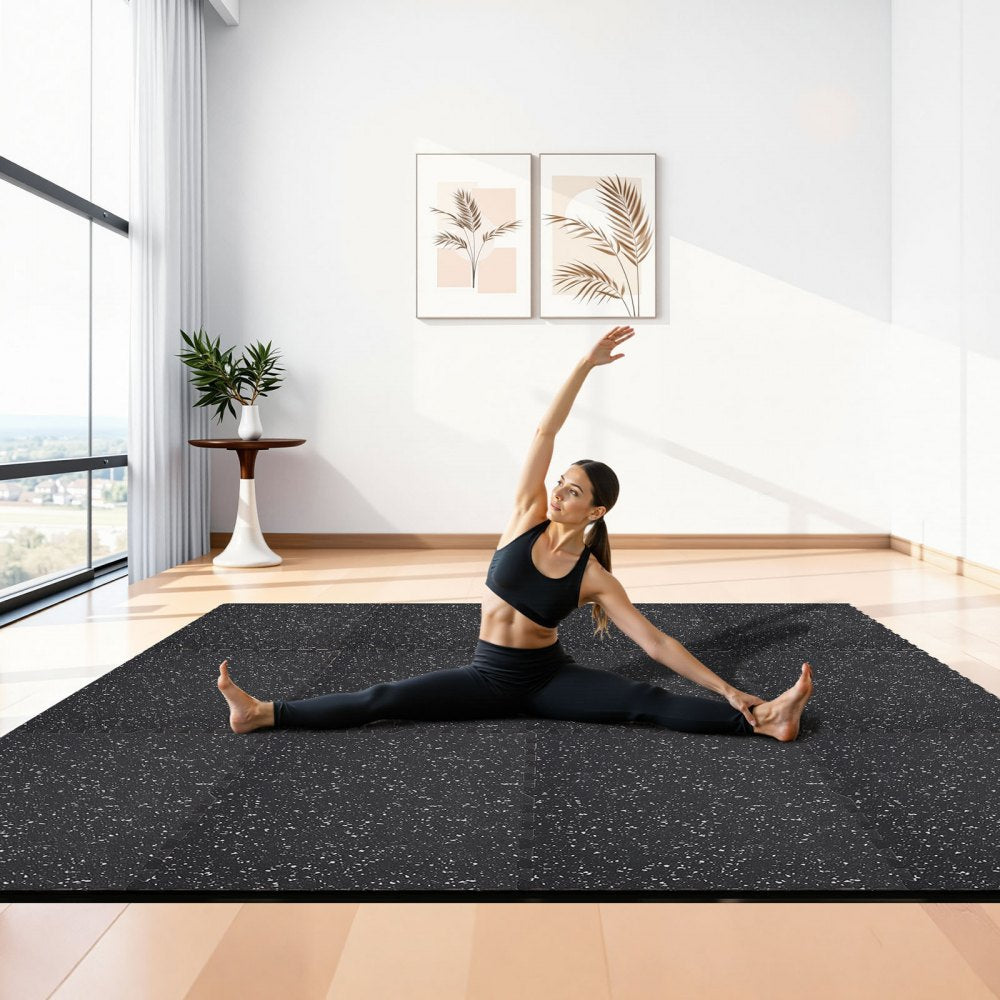 VEVOR Puzzle Exercise Mat, 12 PCS Fitness Equipment Mats, 24 x 24 x 0.79 in, High-Density EVA Foam Mats Set, Interlocking Rubber Soft Tiles, Protective Floor Padding with Gray Dots for Home Gym Office