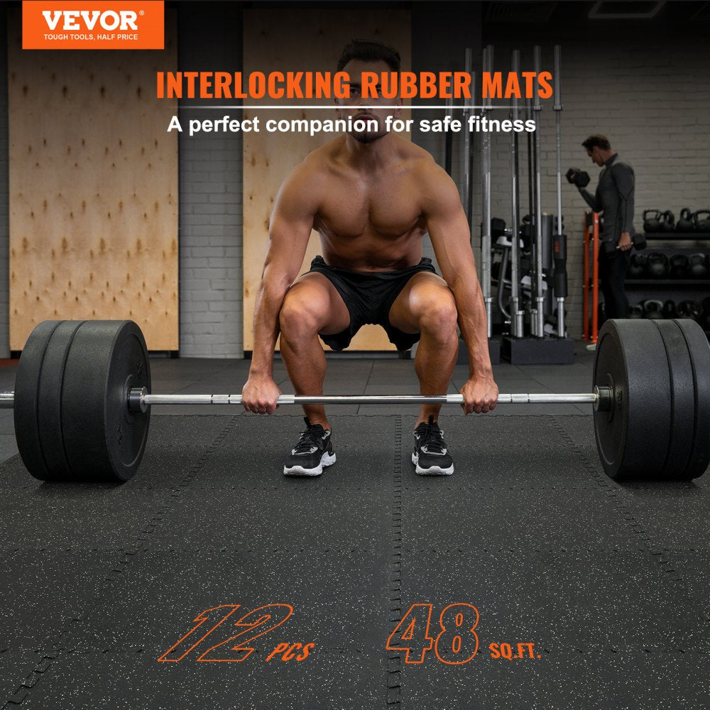 VEVOR EVA Interlocking Foam Floor Mats, 0.56 in Thickened 12 Pcs Puzzle Rubber Tiles, 24 x 24 in Exercise Floor Mat for Workout & Fitness, Heavy Duty Flooring Mats for Home, Gym, Office-48 Sq Ft