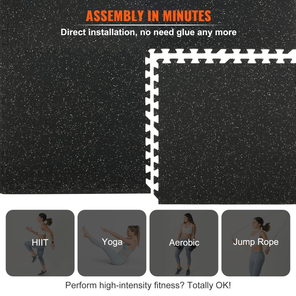 VEVOR EVA Interlocking Foam Floor Mats, 0.56 in Thickened 6 Pcs Puzzle Rubber Tiles, 24 x 24 in Exercise Floor Mat for Workout & Fitness, Heavy Duty Flooring Mats for Home, Gym, Office-24 Sq Ft