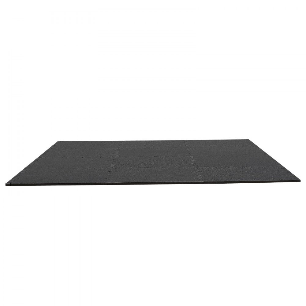 VEVOR Puzzle Exercise Mat, 12 PCS Fitness Equipment Mats, 24 x 24 x 0.56 in, High-Density EVA Foam Gym Mats Set, Interlocking Rubber Soft Tiles, Protective Floor Padding for Home, Gym, Office, Black