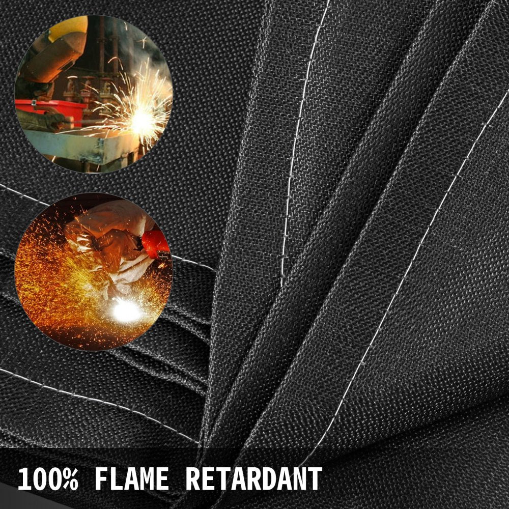 VEVOR 8 x 10 Ft Welding Blanket Black Fiberglass Blanket Portable Fiberglass Fire Retardant Blanket Welding Mat Welding Fireproof Thermal Resistant Insulation With Carry Bag