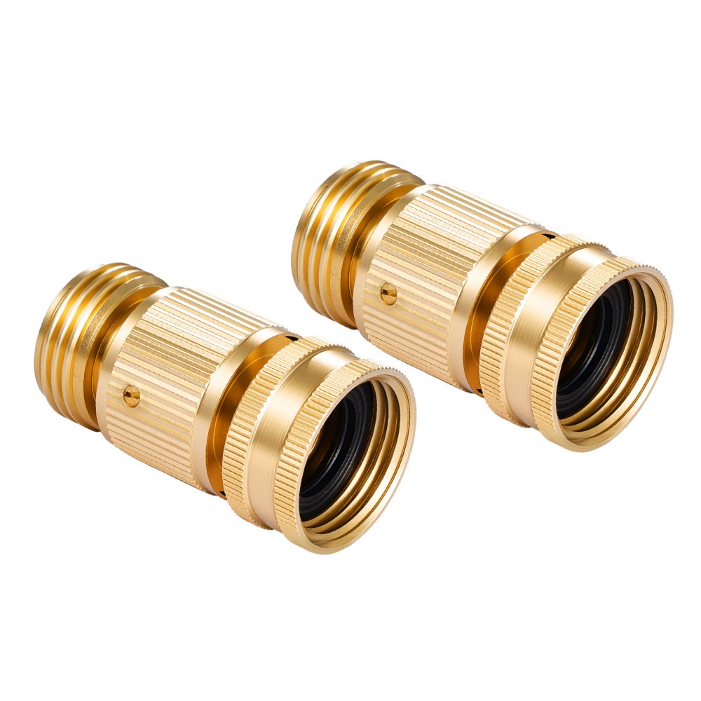 VEVOR Garden Hose Quick Connect, 3/4 inch Male & Female, 200 PSI Heavy Duty Solid Brass Quick Connector, 2 Sets Garden Hose Fitting, No Leak Water Hoses Connectors with Gaskets