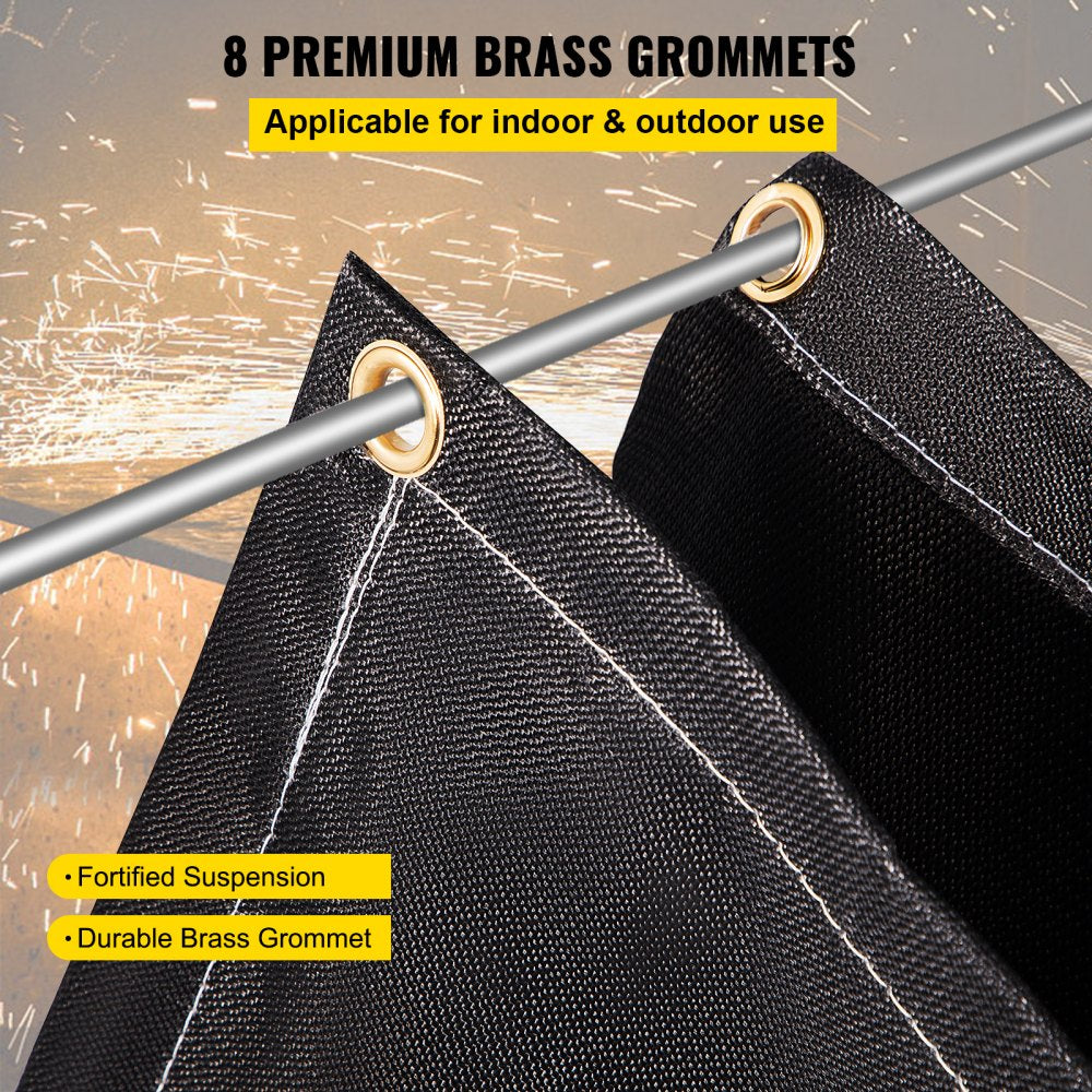 VEVOR Fire Blankets, 2 Pack Welding Blankets, 6\' x 10\' Fire Suppression Blanket, 1022 °F Flame Retardant Blanket, Black Fire Emergency Blankets, Fiberglass Fire Retardant Blanket with 8 Brass Gromme