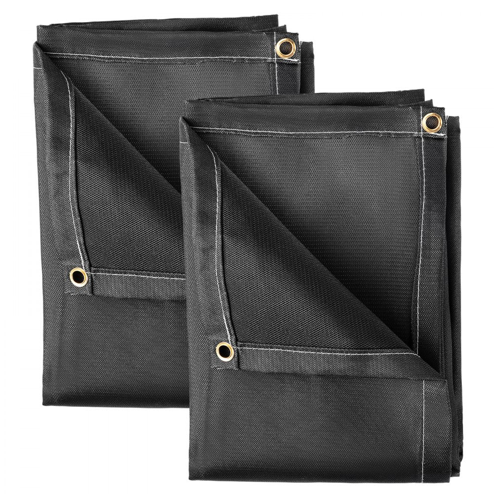VEVOR Fire Blankets, 2 Pack Welding Blankets, 6\' x 10\' Fire Suppression Blanket, 1022 °F Flame Retardant Blanket, Black Fire Emergency Blankets, Fiberglass Fire Retardant Blanket with 8 Brass Gromme