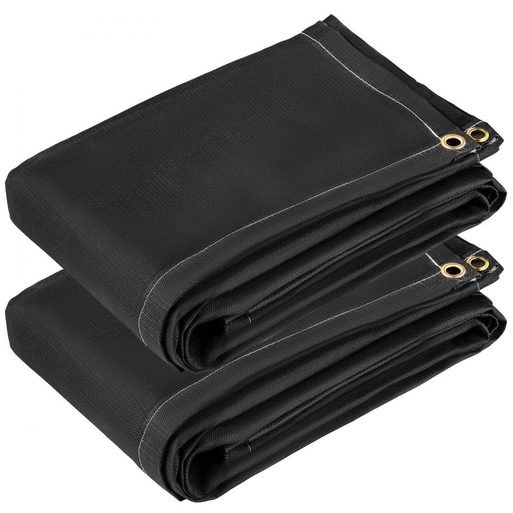 VEVOR Fire Blankets, 2 Pack Welding Blankets, 6\' x 10\' Fire Suppression Blanket, 1022 °F Flame Retardant Blanket, Black Fire Emergency Blankets, Fiberglass Fire Retardant Blanket with 8 Brass Gromme
