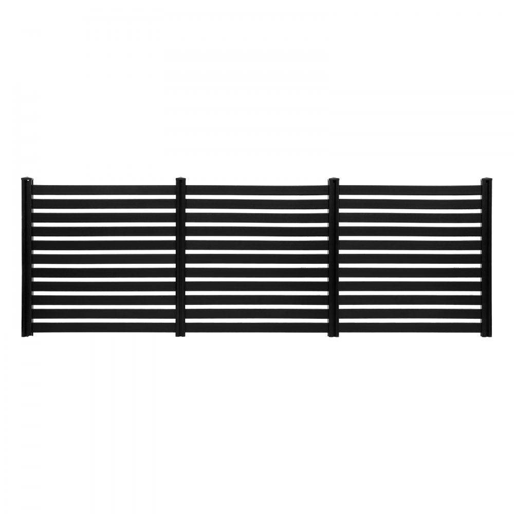 VEVOR 3 Panels Outdoor Privacy Screen, 50 x 48 in Air Conditioner Fence with 27.6 in Ground Stakes, Pool Equipment Enclosure, Vinyl Privacy Fence, Ideal for Trash Can and A/C Units, Black