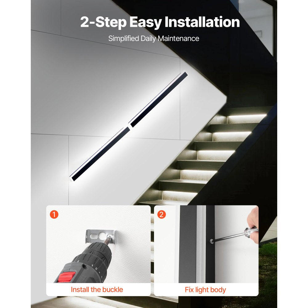 VEVOR Outdoor Wall Lights, 2 Pack, 39.4 Inch Long RGB Modern Exterior Wall Sconce Light Fixtures, 2700K-6000K, IP65 Waterproof Anti-Rust, Dimmable Outside Wall Mount Lighting, for House Porch Garage