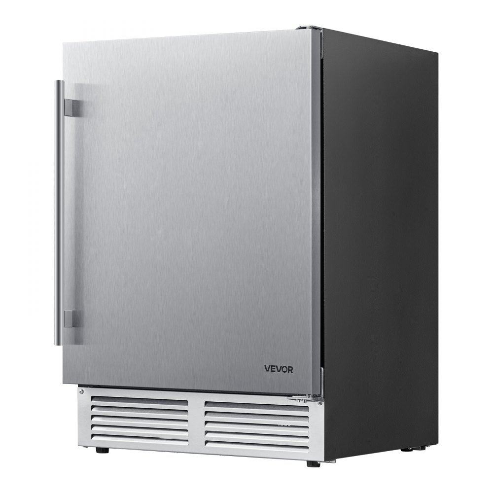 VEVOR Outdoor Beverage Refrigerator, 24 Inch Undercounter Drink Fridge, 304 Stainless Steel Door, 5.0 Cu. Ft, Hold 180 Cans, Powerful Cooling System, Built-in / Freestand Cooler, Home Bar & Patio