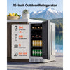 VEVOR Outdoor Beverage Refrigerator, 15 Inch Undercounter Drink Fridge, 304 Stainless Steel Body, 3.0 Cu. Ft, Hold 94 Cans, Powerful Cooling System, Built-in / Freestand Cooler, Home Bar & Patio
