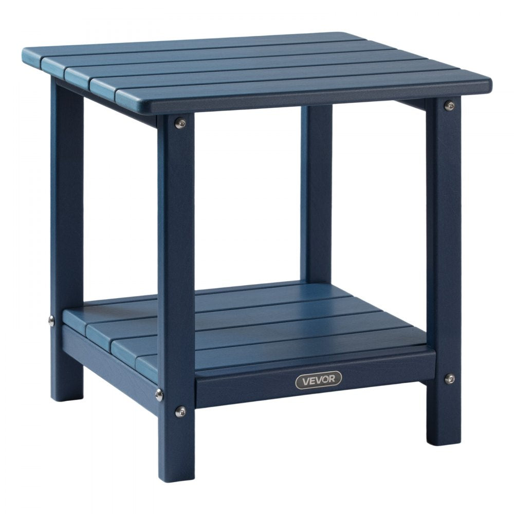 VEVOR Outdoor Side Table, 17.72W x 14.96D x 17.32H Inch, Double Layer HDPE Outside End Table for Easy Maintenance, Withstand Harsh Weather, Fit for Patio, Pool, Beach, Porch, Indoor, Backyard, Blue