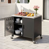 VEVOR Outdoor Grill Cart with Storage Cabinet, 40 Inch Grill Table, Waterproof Kitchen Island with Stainless Steel Top, Spice Rack, and Wheels, Movable Food Prep Station for Patio Bar Backyard BBQ
