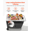 VEVOR Outdoor Grill Cart with Storage Cabinet, 36.4 Inch Grill Table, Waterproof Kitchen Island with Stainless Steel Top, Shelf, and Wheels, Movable Food Prep Station for Patio Bar Backyard BBQ