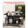 VEVOR Outdoor Grill Cart with Storage Cabinet, 53.1 Inch Grill Table, Waterproof Kitchen Island with Stainless Steel Top, Shelf, and Wheels, Movable Food Prep Station for Patio Bar Backyard BBQ
