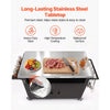 VEVOR Outdoor Grill Cart with Storage Cabinet, 53.1 Inch Grill Table, Waterproof Kitchen Island with Stainless Steel Top, Shelf, and Wheels, Movable Food Prep Station for Patio Bar Backyard BBQ